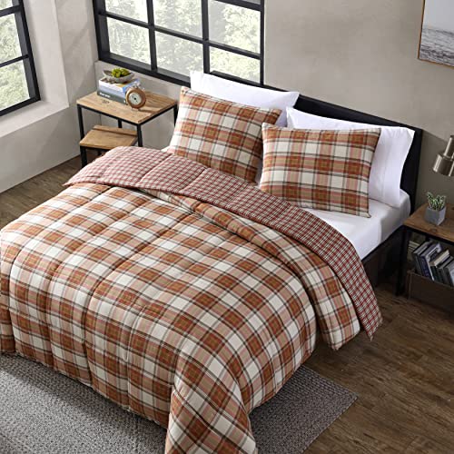 Eddie Bauer - King Comforter Set, Reversible Alt Down Bedding with Matching Shams, Breathable Home Decor for All Seasons (Edgewood Red/Beige, King) Eddie Bauer