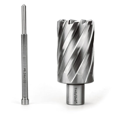 OSCARBIDE Annular Cutter 1-1/2 inch Cutting Diameter 2 inch Depth of Cut,3/4 inch Weldon Shank 2 Flat Mag Drill Bit with Pilot Pin for Magnetic Drill Press,1 Piece