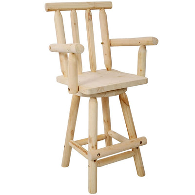 AMZOSS Log Swivel Bar Stool - Rustic Fir Wood Construction Bar Stools - Solid Wood Counter Height Bar Chairs Barstools for Kitchen, Dining Room,Natural