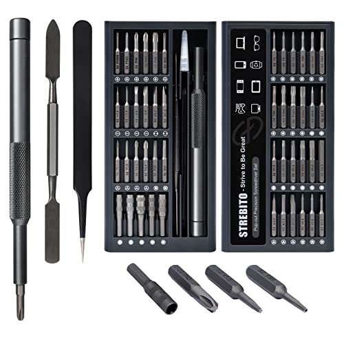 STREBITO Micro Screwdriver Set 50 in 1 Precision Screwdriver Set, Electronics Tool Kit Screwdriver Kit - Computer, iPhone, Macbook, PS4, PS5, Nintendo, Xbox Controller Repair Kit, S2 Multi Bit Driver STREBITO