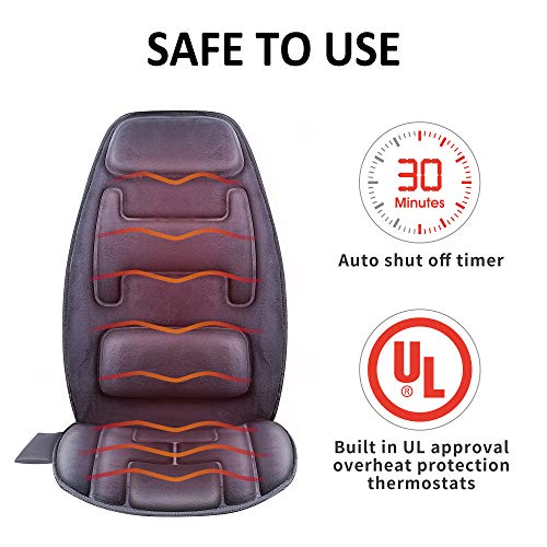 Snailax Massage Seat Cushion with Heat - Extra Memory Foam Support Pad in Neck and Lumbar,10 Vibration Massage Motors, 2 Heat Levels, Back Massager Chair Pad for Back Snailax