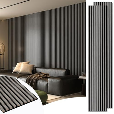 Art3d 2-Pack 108" x 12" Acoustic Wood Panels for Wall, Soundproof Wood Slat Panel for Wall and Ceiling, 3D Fluted Sound Absorbing Paneling for Interior Wall Decor, Living Room, Bedroom - Smoky Oak