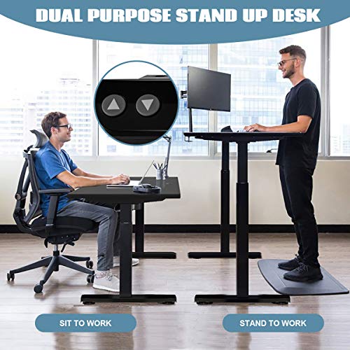 Tangkula Electric Standing Desk Frame, Height & Width Adjustable Motorized Sit Stand Desk Base, Ergonomic Single Motor Stand Up Workstation w/Memory Controller, Standing Desk Legs Tangkula
