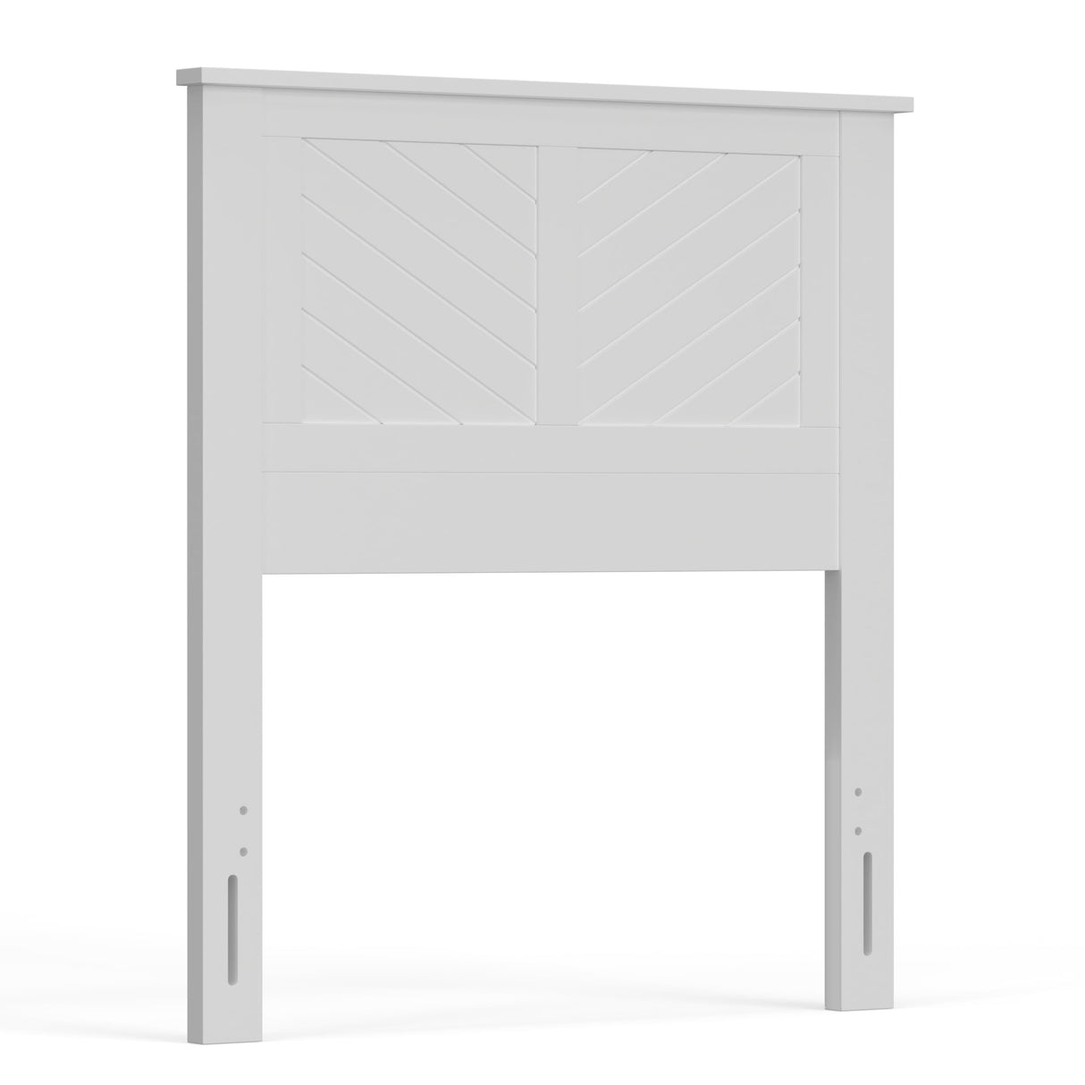 Serene Poplar Wood Twin Headboard, Modern Farmhouse Panel with Chevron Scoring, Twin Size Headboard in White, Casual Coastal Style, Easy Assembly, Quality Materials ComfIQ