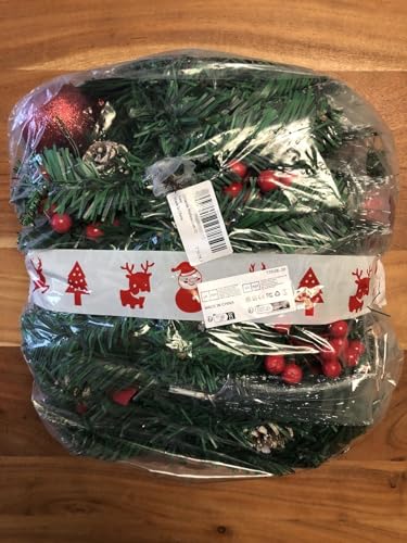 Christmas Garland with Lights, 50 LEDs 9FT Prelit Garland Battery Operated Outdoor Indoor Christmas Decorations Lighted Garland for Stairs Railing Fireplace Mantle Front Door Home Holiday Decor Xander