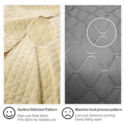 HORIMOTE HOME Quilt Twin Size Light Yellow, Lightweight Quilt for Summer Ultra-Soft Microfiber Modern Style Quilted Clouds Pattern Bedspread Quit Set 2 Pieces (1 Quilt and 1 Pillow Sham) HORIMOTE HOME