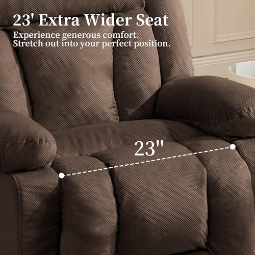 Korser Power Lift Recliner Chair for Elderly with Massage and Heat, Oversized Electric Recliner with Side Pockets, Living Room, Waffle, Brown