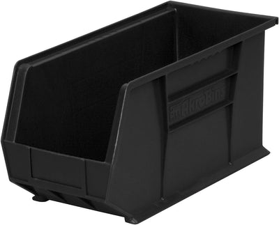 Akro-Mils 30265 AkroBins Plastic Storage Bins, Space-Saving Stackable Bins for Garage, Pantry, Craft Organization, 18-" x 8.25-" x 9-", Black, 6-Pack