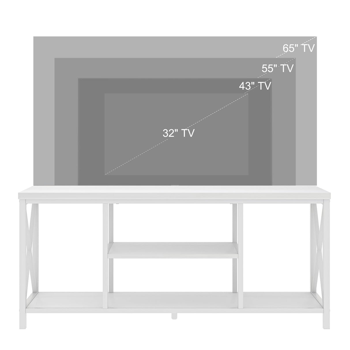 EXCEFUR 55 inch TV Stand for TV up to 65 inch, Modern Media TV Console with Storage Shelves, Entertainment Center for Living Room, Bedroom, White Oak EXCEFUR