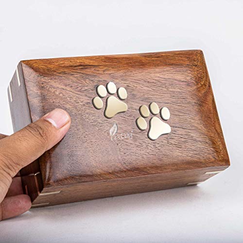 INTAJ Handmade Rosewood Pet Urns for Dogs Ashes, Personalized Wooden Urn for Ashes Handcrafted Urns for Dogs Cats Pets Ashes Memorial Keepsake INTAJ