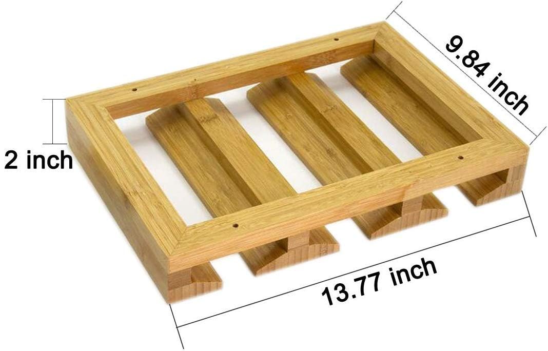 Kework Bamboo Wine Glass Holder, Hanging Stemware Display Rack, Under Cabinet Mounted Wine Glass Drying Storage Hanger Organizer Rack Kework