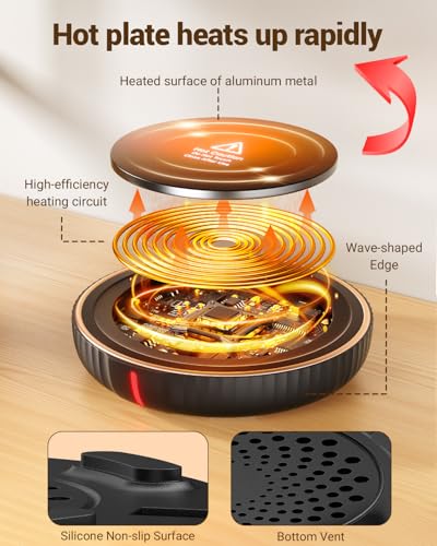 HouseGem Large Candle Warmer Plate - Coffee Cup Mug Warmer for Desk, Candle Melter, Electric Mug Heater for Beverages, Milk & Tea, Coffee Accessories Ideal Gifts Keep Cup Warm (Black) House Gem
