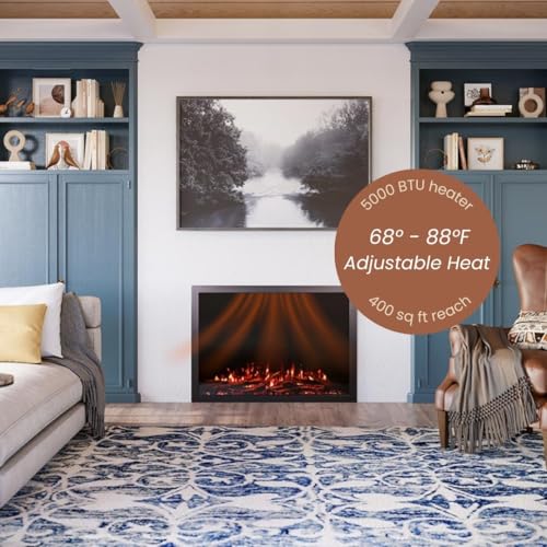 Modern Ember Highmark Traditional 44 Inch Built-in Smart Electric Fireplace Insert | Alexa/WiFi Enabled - Remote Included | Electric Firebox Heater with Multi-Color Flames | 1500W Modern Ember