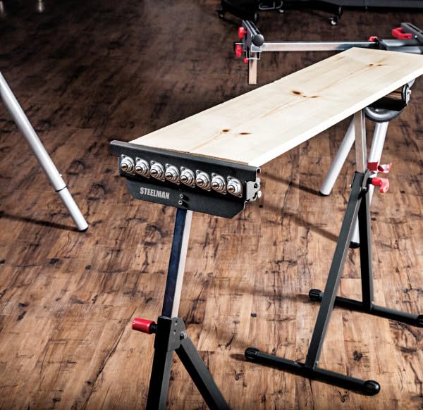 Protocol Equipment 3-in-1 Material Support Roller Stand, Can Convert Between Material Stop, Single Roller, or Multi-Ball Head, Powder-Coated Steel, 150-pound Capacity Steelman