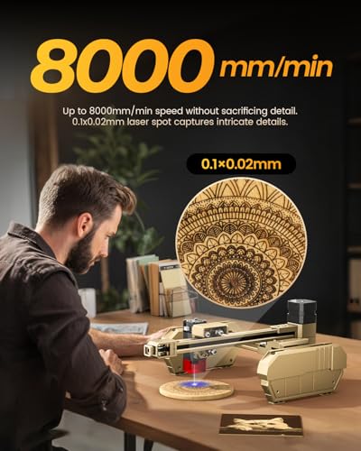 AlgoLaser 3W Mini Laser Engraver Machine - Small Laser Engraver for Beginner & DIY,8000mm/min High Speed & 150x150mm Work Area & Tilt Detection,Portable Laser Engraving for Wood, Leather, Plastic AlgoLaser