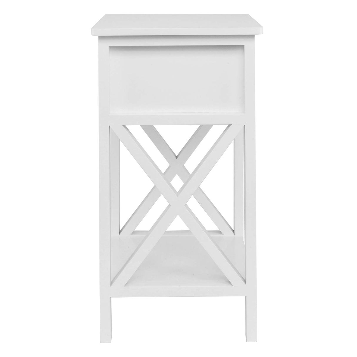 Bonnlo White Nightstand, Small Nightstand with drawer & shelf, Farmhouse Night Stand Bedroom, End Table/Bedside Table/White Side Table w/Rustic Handle for Small Spaces, Dorm, Kids Room, Living Room Bonnlo