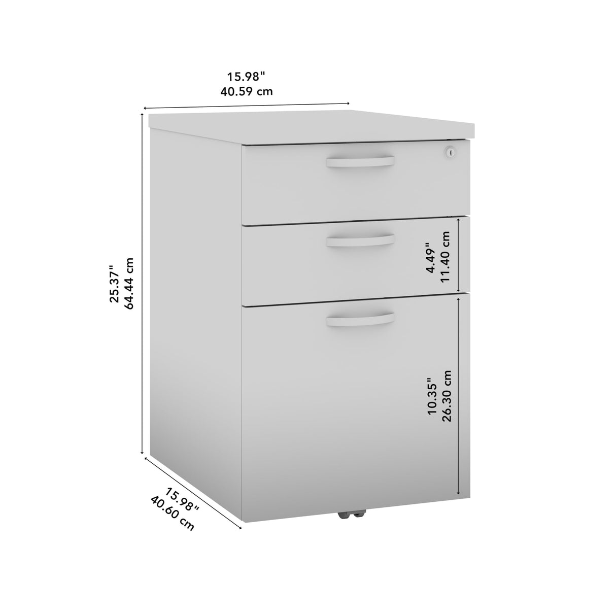 Bush Business Furniture Office in an Hour 3 Rolling File Cabinet | Mobile Under Desk Drawers for Letter, Legal, and A4-size Document Storage, Hansen Cherry Bush Business Furniture