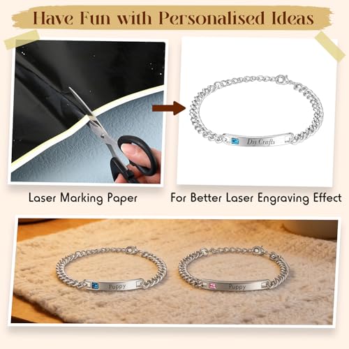Quelay 47 Pcs Laser Engraving Blanks Jewelry Blanks for Laser Engraving Include Necklace Bracelet Ring Keychain Pendant with Scissors Marking Paper for Gift Making DIY Crafting Supplies Quelay