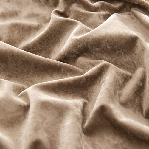 Fredsure Distressed Velvet Comforter Set, 5 Pieces Khaki King, Distressed Velvet Face and Brushed Microfiber Reverse Fredsure