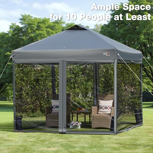 RELAX FIELD 10x10 Pop Up Canopy Tent with Mosquito Netting, Outdoor Portable Screen Tent for Yard, Party, Camping and Picnic, 3 Height Positions, Patio Gazebo with Roller Bag and 4 Sandbags RELAX FIELD