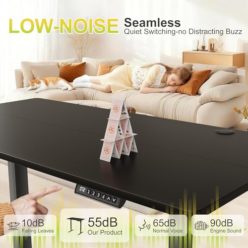 Furmax Electric Standing Desk, 45 x 24 Inches Sit Stand up Desk, Sit Stand Height Adjustable Home Office Desk with 4 Height Position Memory - with Splice Board (Black, 45) Furmax