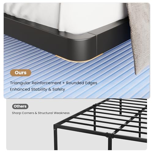 SHA CERLIN Floating Bed Frame King Size with Smart LED Lights and Charging Station, Heavy Duty Metal Platform Bed with Modern Design,No Box Spring Needed, Easy Assembly, Matte Black SHA CERLIN