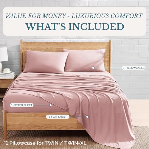 Casa Platino Queen Sheet Set, 4 Piece Pre-Washed Bed Sheets for Queen Size Bed, Ultra Soft Brushed Microfiber Sheets, Deep Pocket up to 15", Hotel Luxury Bedding, Fade Resistant & Cozy – Sepia Rose Casa Platino