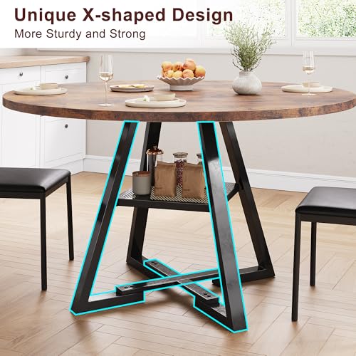 Round Dining Table Set for 4, Kitchen Table and Chairs for 4, Circle Table Round Pedestal Dining Room Dinner Dinette Table Set,5 Piece Space Saving Wood Kitchen & Dining Room Tables Set Furniture Jocoevol