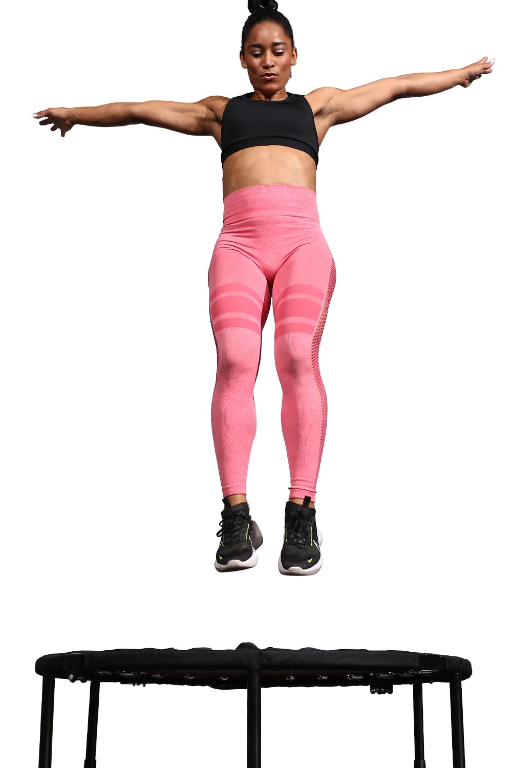 Kanchimi 550 LBS Foldable Mini Trampoline, 40" Fitness Trampoline Without armrests/U Shape Adjustable Foam Handle, Stable & Quiet Exercise Rebounder for Adults Indoor/Outdoor Workout (Black, 40 inch) Kanchimi