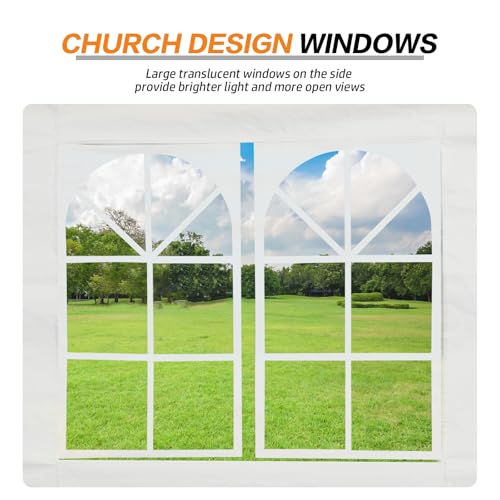 Aoodor 26 x 20 Ft Heavy-Duty Party Tent with Church Window Sidewalls, Waterproof & Weather-Resistant Large Marquee Tent for Parties, Wedding, Barbecues, Outdoor Events, White Aoodor