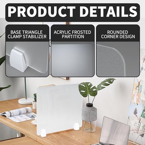 Nisorpa Desk Divider Privacy Panels Acrylic Partitions with Clips Classroom Privacy Shield for Desk Privacy Divider Partition for Schools Office Call Centers,Noise and Visual Guard,4Pcs-23.6”L X15.8”W Nisorpa