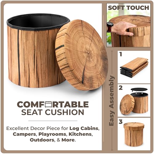 Sorbus Tree Stump Stool, Toy Storage Ottoman 15 Inch Fake tree stumps Log Stool Storage, Artificial Tree Trunk, Perfect Footstool Kids Toy Chest, Rustic Log Cabin Decor Bench, Pedestal, Side End Table Sorbus