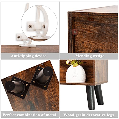 Modern Rustic Brown 3-Tier Cube Bookshelf by LEYAOYAO - Elegant Storage Organizer with Legs LEYAOYAO