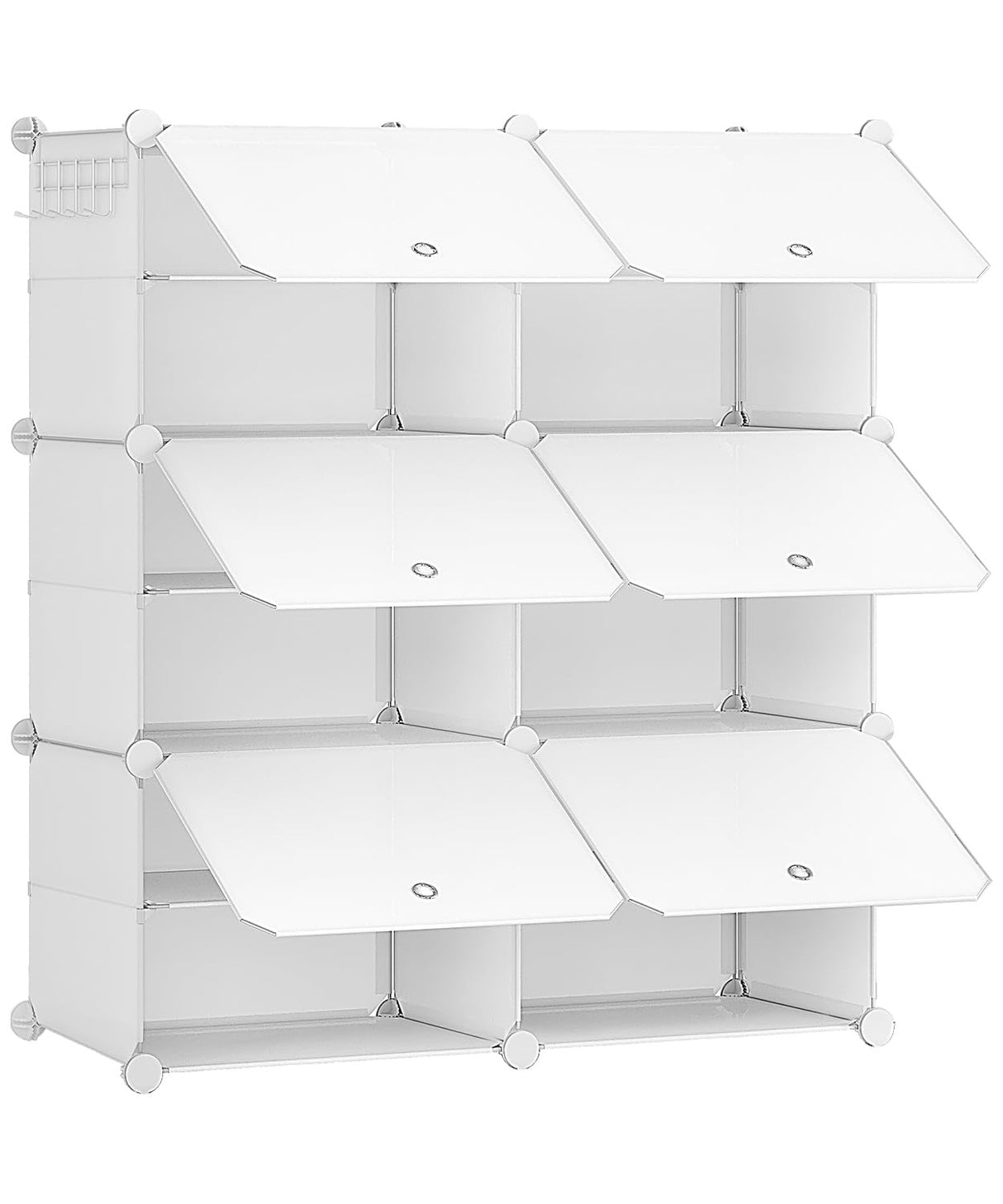 HOOBRO Shoe Rack, 6 Cubes Shoe Organizer with Doors, Plastic Panel Shoe Storage Cabinet for 24 Pairs of Shoes, for Closet, Entryway, Hallway, White WT26SC01G1 HOOBRO
