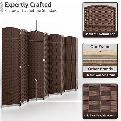 Sorbus 8 Panel Room Divider 6 ft. Tall - Privacy Screen, Extra Wide Double Hinged Panels, Mesh Hand-Woven Design, Partition Room Dividers and Folding Privacy Screens, Wall Divider for Room Separation Sorbus