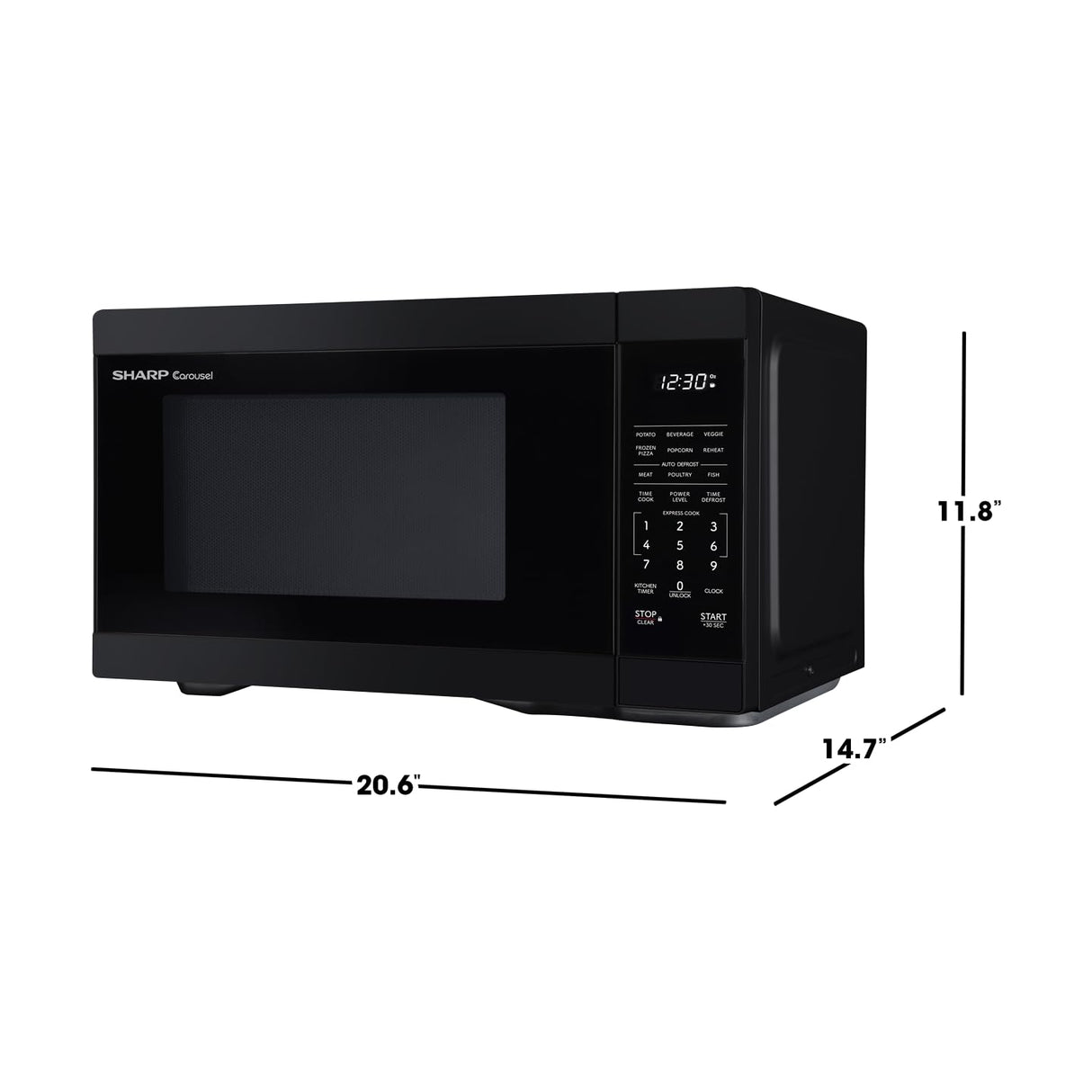 SHARP SMC1161KB Oven with Removable 12.4" Carousel Turntable, Cubic Feet, 1000 Watt Countertop Microwave, 1.1 CuFt, Black Sharp