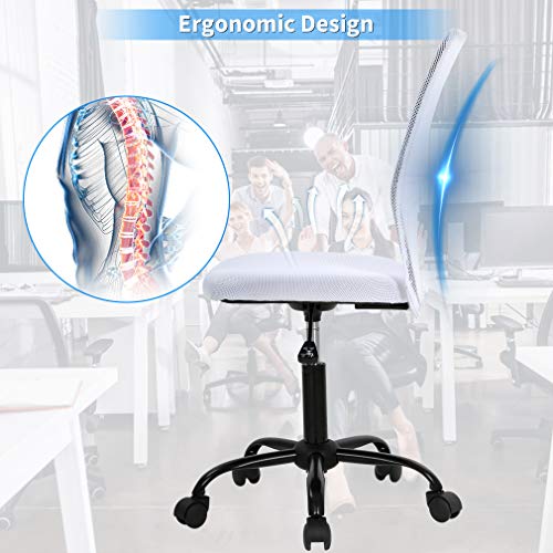 Ergonomic Office Chair Desk Chair Executive Chair with Back Support Mesh Rolling Swivel Computer Gaming Chair Modern Adjustable Height Task Works Office Chair for Women Men, White Dkeli