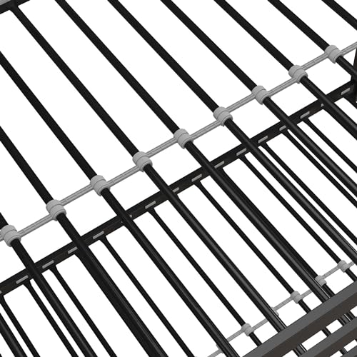 DHP Miles Low Metal Bunk Bed Frame for Kids, With Built-in Ladder, High Guardrail and Metal Slats, Floor Bed Bottom Bunk, No Boxspring Required, For Small Spaces, Twin-Over-Twin, Black DHP