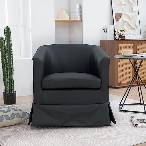 Eafurn 360 Degree Swivel Accent Barrel Chair, Swivel Club Chair Cozy Soft Padded Armchair for Living Room with Skirt for Nursery Living Room Bedroom Reception Room Office Eafurn