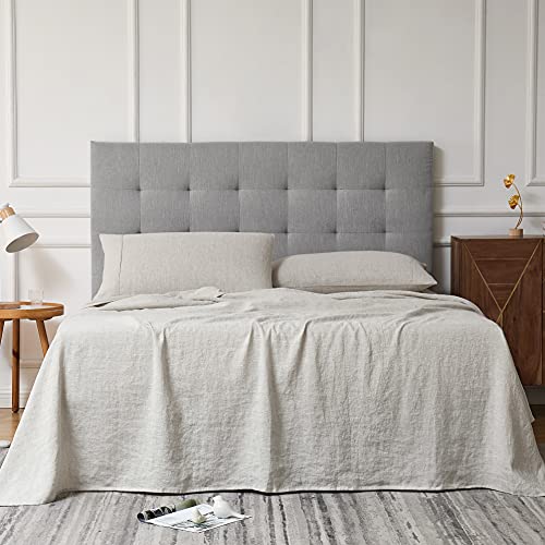 100% Linen Sheets Twin Linen Bedding 100% French Natural Flax with Stone Washed 16 Inch Deep Pocket Ultra Breathable (1 Flat, 1 Fitted Sheet and 1 Pillowcase Natural Linen Twin) Berklan