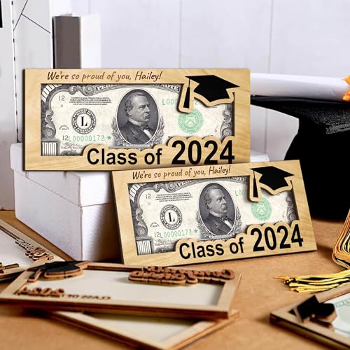 TM TEEMAN Personalozed Graduation Money Holder 2024, Custom 2024 Graduation Gifts, Grad Money Gifts, Unique Greeting Cards, Cash Gift Ideas for Graduation, Hanging Double-Layer Cash Holders (s4) TM TEEMAN