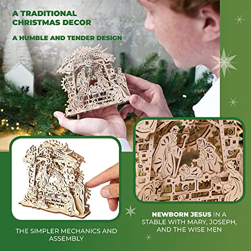 UGEARS Nativity Scene - Mechanical Puzzle 3D - Self Assembly Woodcraft Construction Kits - Wooden Nativity Set - Christmas Puzzles for Kids - Christmas DIY Decorations - Crafts on Idea UGEARS
