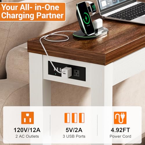 Cyclysio 63" Console Tables for Entryway, Long Console Tables for Living Room, Behind Couch Table, Sturdy Wood Support Farmhouse Entryway Table with 3AC+2USB Charging Station, Rustic Oak Cyclysio