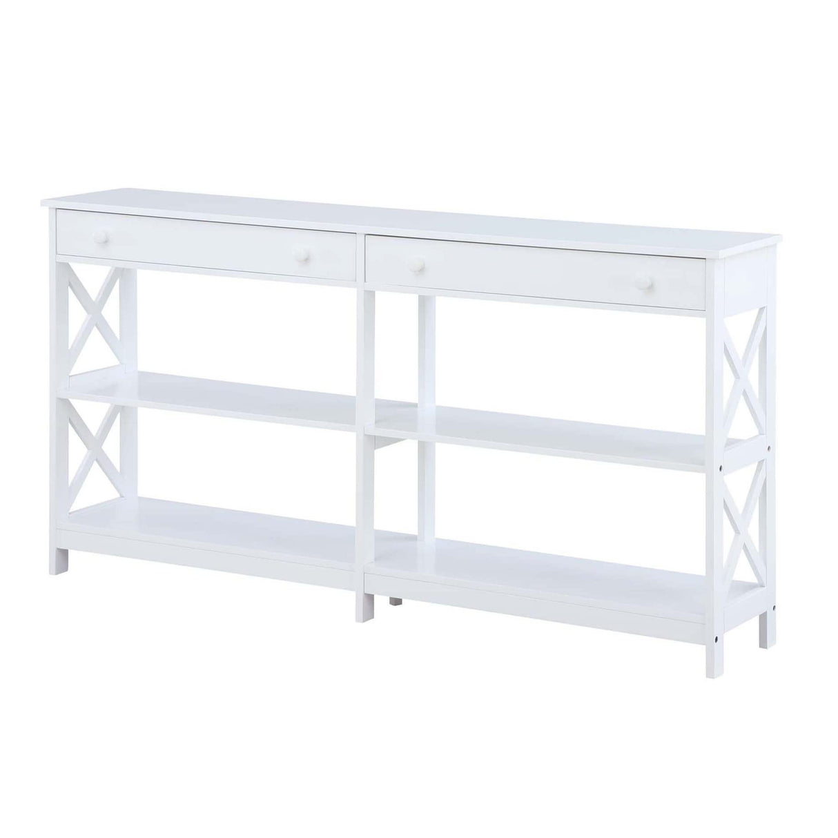 Convenience Concepts Oxford 2-Drawer Console Table with Shelves, 60", White Convenience Concepts