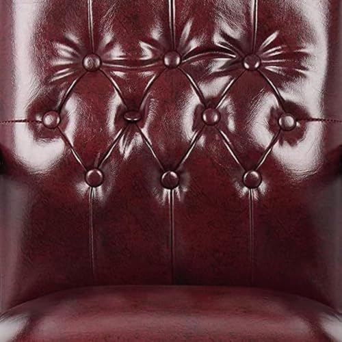 Oakestry Ivy League Set of 2 Executive Guest Chair in Burgundy Vinyl Wood Frame Office Visitor Dual Chair with Mahogany Finish Comfortable Reception Seating for Office or Waiting Room Oakestry