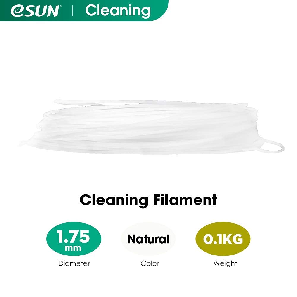 eSUN 3D Printer Cleaning Filament 1.75mm Natural 0.1kg for All 1.75mm FDM 3D Printers, 1.75mm Cleaning eSUN
