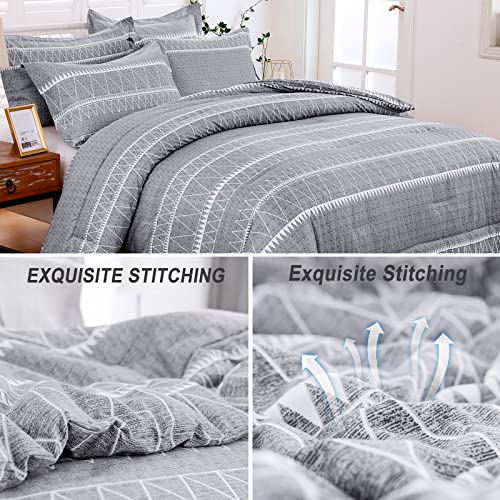 WONGS BEDDING Grey Comforter King, Soft Microfiber Reversible Grey Boho Down Alternative Comforter Set for King Bed- 3 Pieces (1 Solid Comforter + 2 Pillow Shams), Bedding Comforter Set 104" x 90" WONGS BEDDING