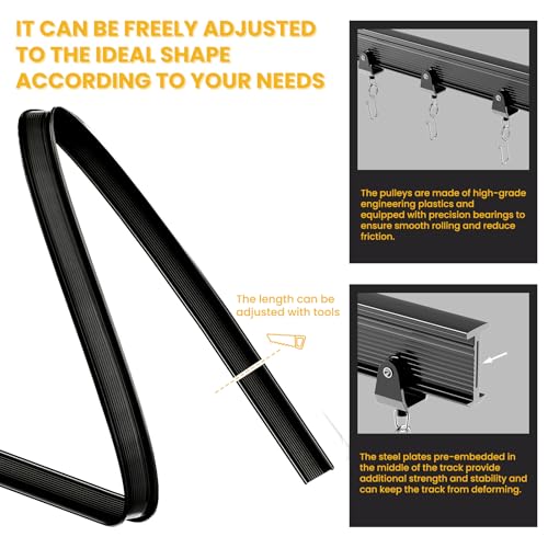 100% Blackout Accordion Room Divider Curtains - with Flexible Ceiling Track Total Privacy Sound Proof Curtains Suitable for Bedroom Patio Sliding Door(Black, W100 x L84, 1 Pack) AJAZZ