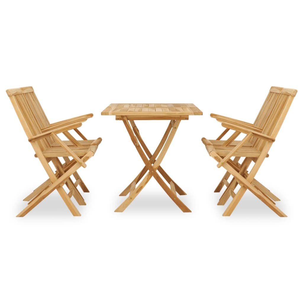 vidaXL 5-Piece Solid Teak Wood Patio Dining Set - Weather Garden Furniture - Includes Rectangular Folding Table & 4 Folding Chairs - Perfect for Outdoor Camping & Picnic vidaXL