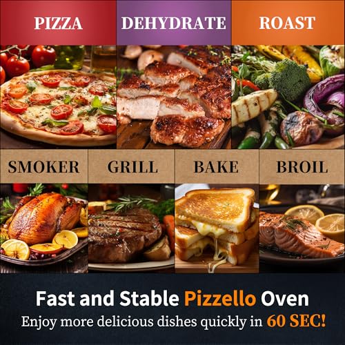 PIZZELLO 12" Outdoor Pizza Oven Propane & Wood Fired Pizza Maker Multi-Fuel Pizza Ovens with Gas Burner, Wood Tray, Stone, Pizza Peel, Cover, Forte Gas (Black) PIZZELLO